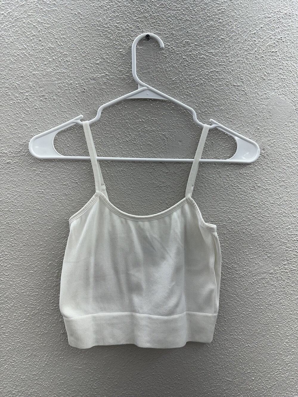 Better Together Womens Tank Top Size Medium Crop Top White Ribbed